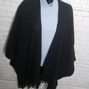 Vince Camuto black fringed poncho